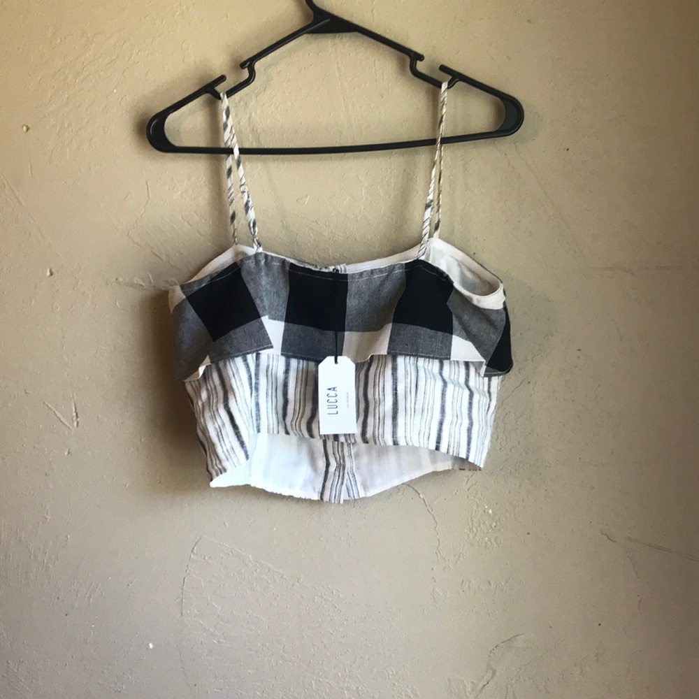 NWT GINGHAM RUSTIC LUCCA CROP TOP SZ. M - Picture 2 of 4